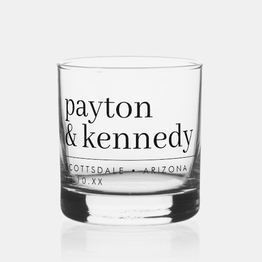 Elegant gepersonaliseerd met naam bruiloft recepti whisky glas (Voorkant)