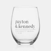 Elegant gepersonaliseerd met naam bruiloft recepti wijnglas zonder voet (Voorkant)