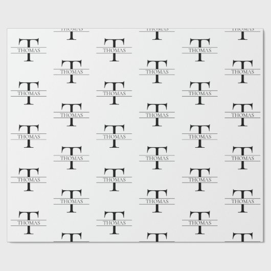 Elegant Gepersonaliseerd Monogram Aangepaste Naam  Cadeaupapier (Vlak)