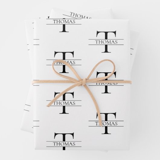 Elegant Gepersonaliseerd Monogram Aangepaste Naam Inpakpapier Vel (In situ)
