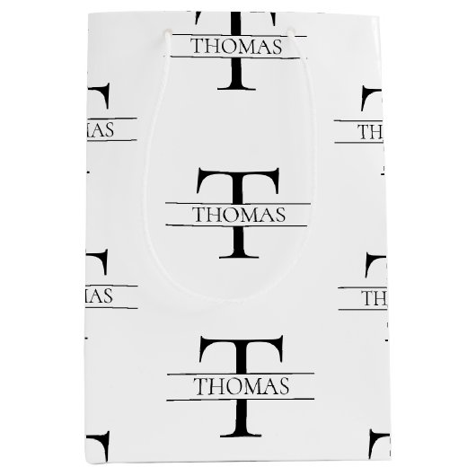 Elegant Gepersonaliseerd Monogram Aangepaste Naam  Medium Cadeauzakje (Voorkant)