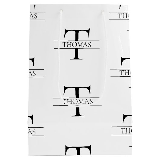 Elegant Gepersonaliseerd Monogram Aangepaste Naam Medium Cadeauzakje (Achterkant)