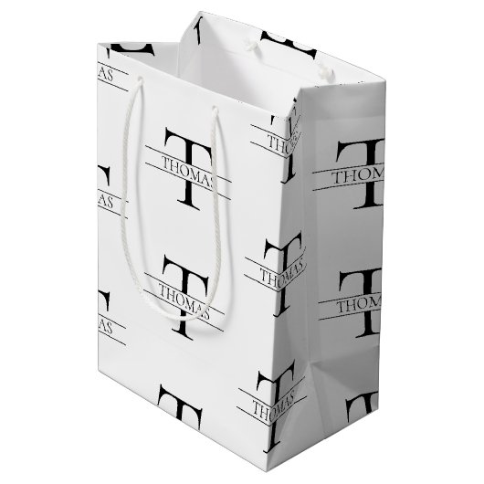 Elegant Gepersonaliseerd Monogram Aangepaste Naam  Medium Cadeauzakje (Achterkant Gekanteld)