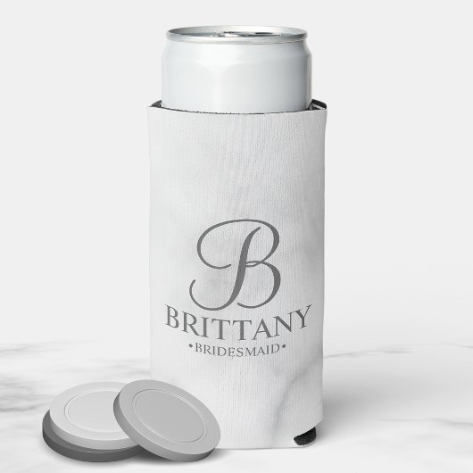 Elegant gepersonaliseerd monogram Bridesmaid Seltz Seltzer Blikjeskoeler