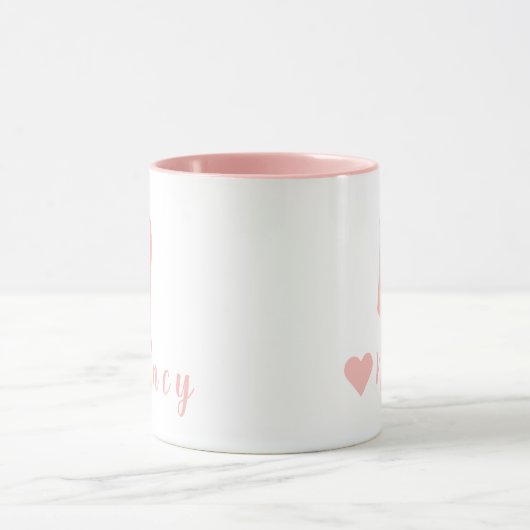 Elegant gepersonaliseerd monogram en naam in roze mok (Midden)