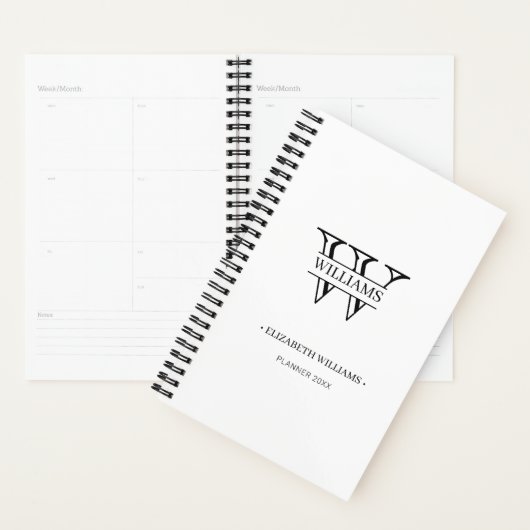 Elegant gepersonaliseerd monogram en naamplaatje planner (Display)