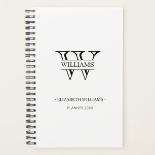 Elegant gepersonaliseerd monogram en naamplaatje planner