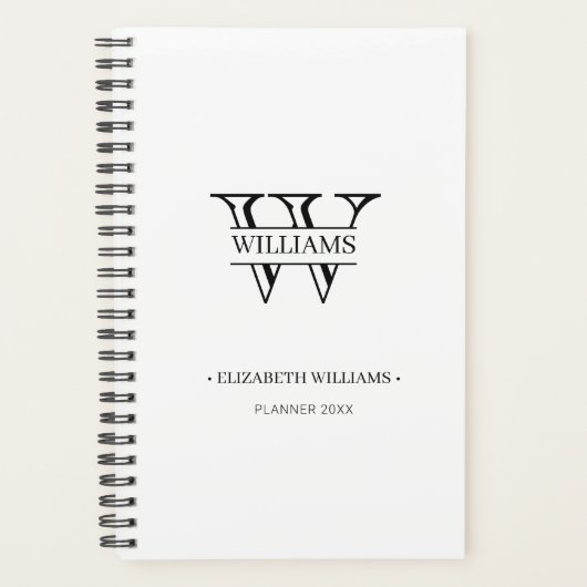 Elegant gepersonaliseerd monogram en naamplaatje planner (Voorkant)