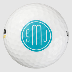 Elegant gepersonaliseerd monogram en Scuba Blue Li Golfballen