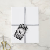 Elegant gepersonaliseerd monogram en zwarte strepe cadeaulabel (Met Touw)