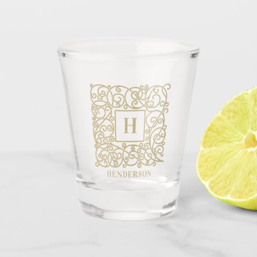 Elegant Gepersonaliseerd Monogram Familienaam Init Shot Glas (Voorkant)