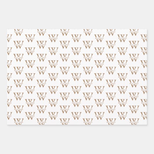 Elegant Gepersonaliseerd Monogram Naam Custom Wit Inpakpapier Vel (Voorkant)