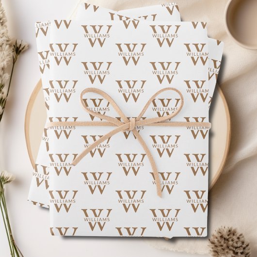 Elegant Gepersonaliseerd Monogram Naam Custom Wit Inpakpapier Vel