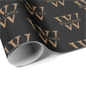Elegant gepersonaliseerd monogram naam op maat zwa cadeaupapier (Rol Hoek)