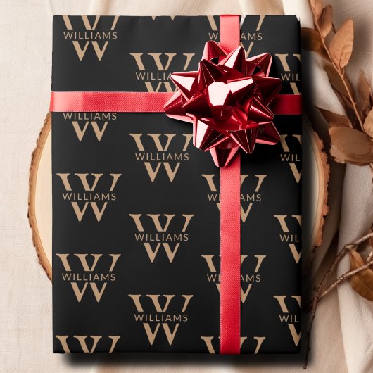 Elegant gepersonaliseerd monogram naam op maat zwa cadeaupapier