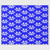 Elegant Gepersonaliseerd Monogram Naam Royal Blue Cadeaupapier (Vlak)