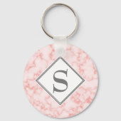 Elegant gepersonaliseerd monogram roze marmer sleutelhanger (Voorkant)