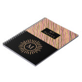 Elegant gepersonaliseerd monogram Stripes Geel gou Notitieboek (Linkerzijde)