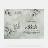 Elegant gepersonaliseerd Nikkah welkomstbord – Acryl Bord (Voorkant)