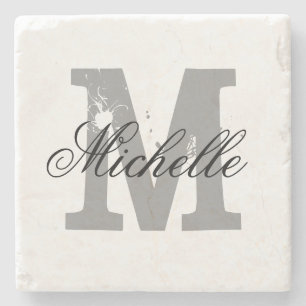 Elegant gepersonaliseerd onderzetter monogram lett