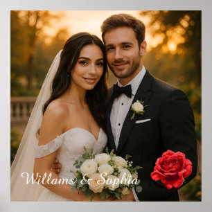Elegant gepersonaliseerd paar foto Keepsake Roos Poster