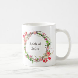 Elegant gepersonaliseerd paar / single naam floral koffiemok