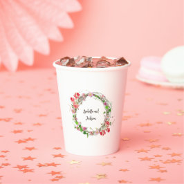Elegant gepersonaliseerd paar / single naam floral papieren bekers