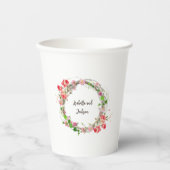Elegant gepersonaliseerd paar / single naam floral papieren bekers (Voorkant)