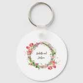 Elegant gepersonaliseerd paar / single naam floral sleutelhanger (Voorkant)