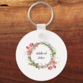 Elegant gepersonaliseerd paar / single naam floral sleutelhanger (Voorkant)