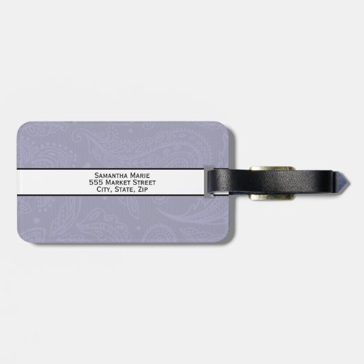 Elegant gepersonaliseerd Periwinkle Blue Lace Whit Bagagelabel (Achterkant horizontaal)