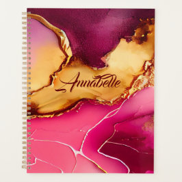 Elegant gepersonaliseerd Planner roze en goudmarme