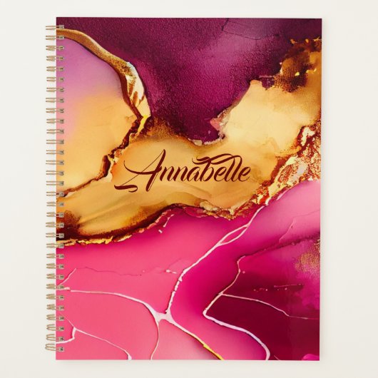 Elegant gepersonaliseerd Planner roze en goudmarme (Voorkant)
