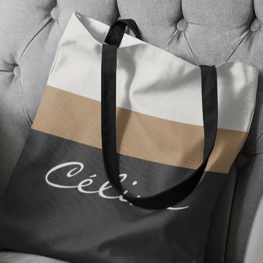 Elegant gepersonaliseerd premium streepdesign tote bag
