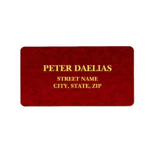 Elegant gepersonaliseerd rood en goud adres etiket