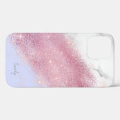 Elegant gepersonaliseerd roos goud glitter marmer Case-Mate iPhone case (Achterkant (horizontaal))