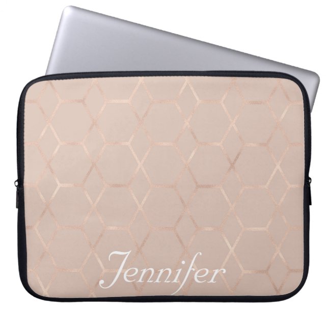 Elegant gepersonaliseerd roos goud laptop sleeve (Voorkant)