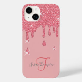 Elegant gepersonaliseerd roze effect sparkles Case-Mate iPhone 14 hoesje