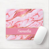 Elegant Gepersonaliseerd Roze en Gouden Folie Marm Muismat (Met muis)