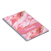 Elegant Gepersonaliseerd Roze en Gouden Folie Marm Notitieboek (Rechterzijde)