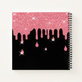 Elegant gepersonaliseerd roze glinsterend effect f notitieboek (Achterkant)