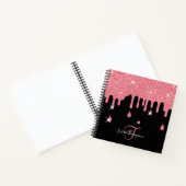 Elegant gepersonaliseerd roze glinsterend effect f notitieboek (Binnen)