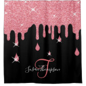 Elegant gepersonaliseerd roze glitter-effect Spark Douchegordijn (Voorkant)