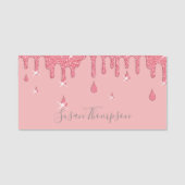 Elegant gepersonaliseerd roze glitter-effect Spark Naamplaatje (Voorkant)