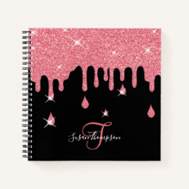 Elegant gepersonaliseerd roze glitter-effect Spark Notitieboek