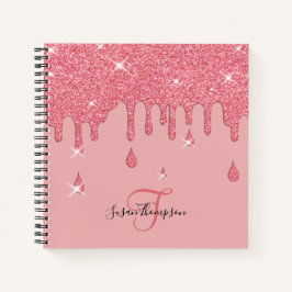 Elegant gepersonaliseerd roze glitter-effect Spark Notitieboek