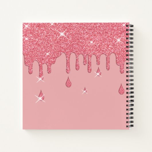 Elegant gepersonaliseerd roze glitter-effect Spark Notitieboek (Achterkant)