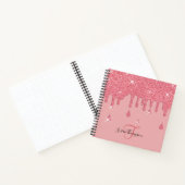 Elegant gepersonaliseerd roze glitter-effect Spark Notitieboek (Binnen)