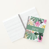 Elegant gepersonaliseerd roze groen Notitieboek (Binnen)