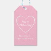 Elegant gepersonaliseerd roze wit hart Moederdag Cadeaulabel (Voorkant)